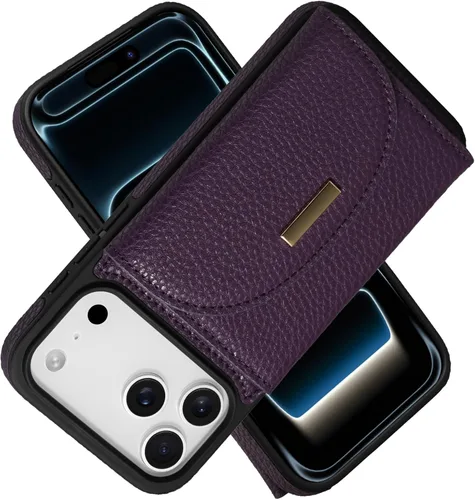 Vista 40 de Funda tipo cartera de Keallce para iPhone 14 Pro de 6.1 pulg., funda con tapa y ranuras para tarjetas, soporte con anillo, funda protectora de piel