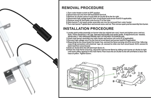 Vista 6 de 93868 Electrodo de encendido para calentador de agua con sonda de chispa, piezas de repuesto para calentador de agua RV, sonda de chispa de sensor