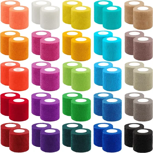 Vista 9 de BQTQ 50 rollos de vendaje autoadhesivo de 1 pulgada, color negro, cinta autoadhesiva para esguinces de hinchazón de muñeca y tobillo Breathable