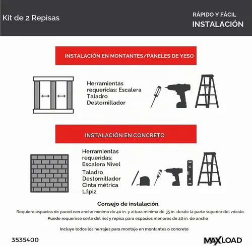 Vista 4 de ClosetMaid Kit de estante de pared resistente para garaje, 2 estantes, estantería de alambre ajustable, acabado negro