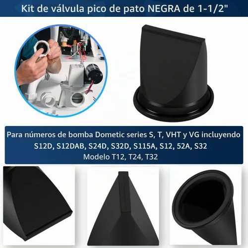 Vista 5 de Paquete de 4 válvulas DB de 1-1/2 pulgadas, kit de válvula de pico de pato negro de repuesto para Dometic 385310076 compatible con generadores