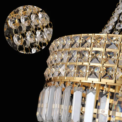 Vista 3 de Con lámparas de araña de cristal de With Light Forward para comedor, lámpara de araña de cristal moderna K9, lámpara de techo de lujo clásico