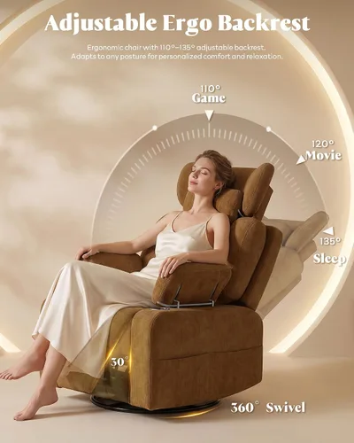 Vista 6 de Silla mecedora para guardería con reposabrazos ajustable, reposacabezas Marrón