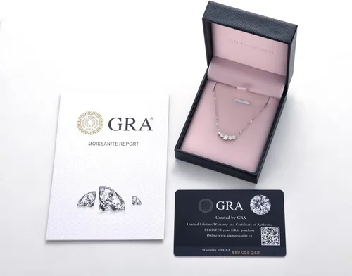 Vista 5 de AINUOSHI Collar con colgante de moissanita de plata de ley 925 con chapado en oro de 18 quilates, caja de joyería empaquetada, Moissanita