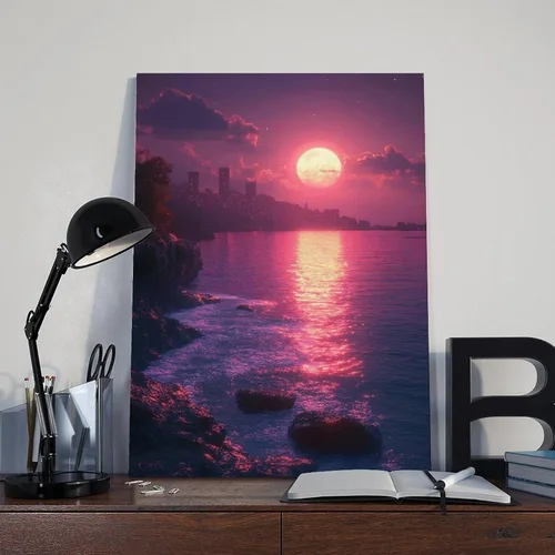 Vista 8 de Synthwave Neon Sunset Poster – Vaporwave Aesthetic Digital Art – Retro Futuristic Wall Decor for Bedroom Or Office Canvas Poster Wall Art Decor