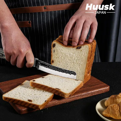 Vista 2 de Huusk Cuchillo japonés plegable para pan, navaja de bolsillo con borde