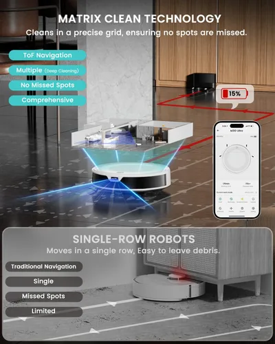 Vista 2 de Lefant M310 Ultra Robot Vacuum and Mop, 6000Pa Suction-Slim Robotic Cleaner with ToF LiDAR Navigation, Accurate Obstacle Avoidance, WiFi/App/Alexa