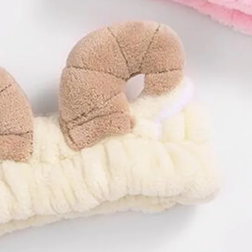 Vista 9 de STOBOK Diadema de felpa para el cuidado de la piel con diseño de cuerno de oveja para lavado facial, maquillaje y ducha, accesorio para el cabello