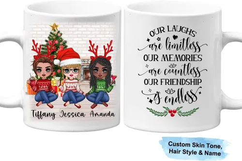 Vista 8 de Taza de café personalizada para mejores amigos, regalos de amistad, regalo de cumpleaños, tazas de café para mejores amigas para mujeres, niñas