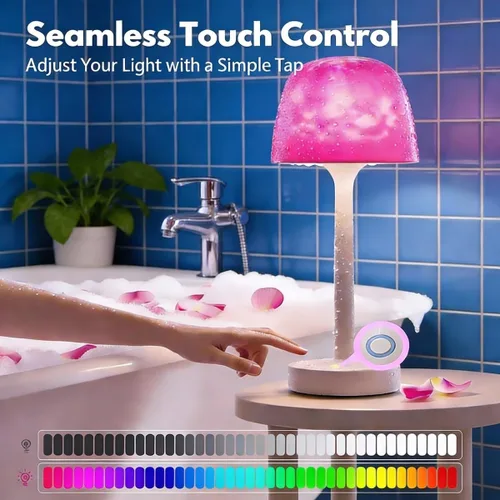 Vista 5 de Lámpara de ducha impermeable inalámbrica, lámpara de baño recargable con control remoto y control táctil, 16 colores cambiables de luz de proyector