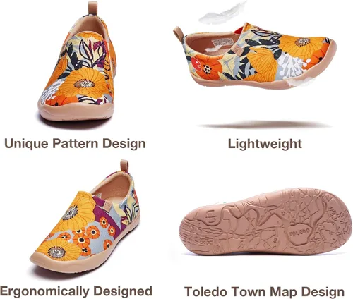 Vista 7 de UIN - Tenis para mujer, mocasines estilo informal, tenis para caminar de punto, pintados, cómodos, suaves.