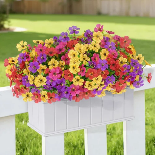 Vista 6 de Lifewit Flores artificiales para exteriores, 12 paquetes de flores falsas de plástico para decoración del jardín del hogar, plantas sintéticas