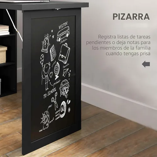 Vista 6 de HOMCOM Escritorio plegable convertible para computadora, color negro