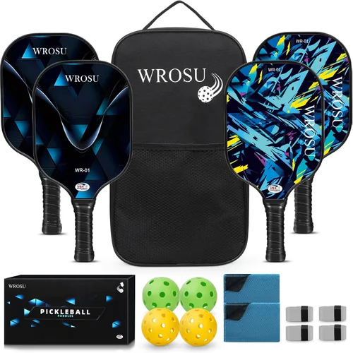 Vista 9 de Carbon Fiber Pickleball Paddles Set of 4 or 2 Rackets,USAPA Approved Pickleballs Equipment with Balls,Bag,Accessories,Carbon Fiber T300 Lightweight