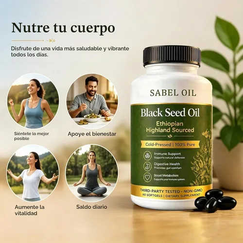 Vista 6 de Aceite de semilla negra etíope, cápsulas de aceite de semilla