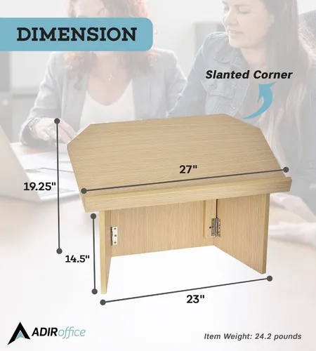 Vista 3 de AdirOffice Podio de mesa, podio plegable ideal como atril de mesa, beige