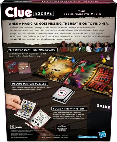 Vista 15 de Clue Escape: The Illusionist's Club Juego de mesa Juego familiar de Escape Room Misterio de resolución de 1 vez A partir de 10 años 1-6