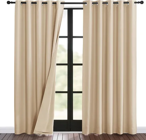 Vista 18 de NICETOWN - Cortinas divisoras con barrera de sonido 100% opacas de 84 pulgadas, cortinas con bloqueo de ruido, calor y frío con forro de tela