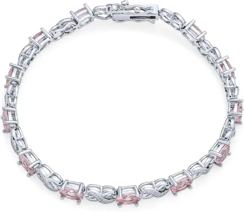 Vista 2 de Bling Jewelry Pulsera de tenis con circonita cúbica de 9 quilates, zafiro simulado, rubí, morganita, esmeralda, turmalina, circonita cúbica, azul