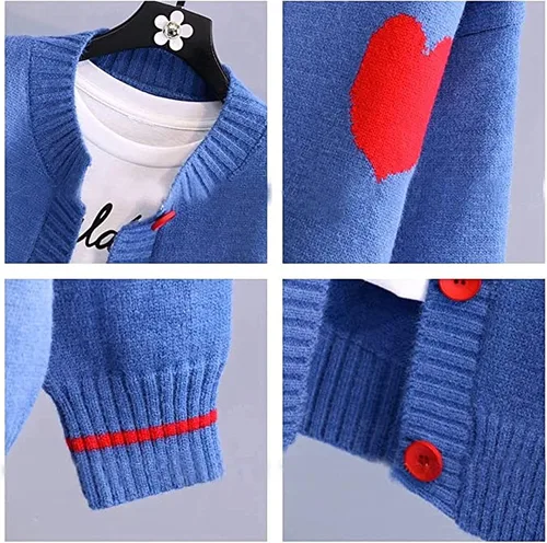 Vista 12 de Cárdigan de punto con corazones para mujer, lindo suéter Y2K con botones, ropa de abrigo S-2XL
