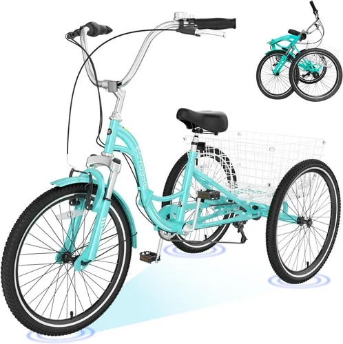Vista 8 de ABORON Triciclo para adultos, bicicleta de 3 ruedas para adultos, triciclo para adultos, llantas de doble pared, triciclo para mujeres y hombres