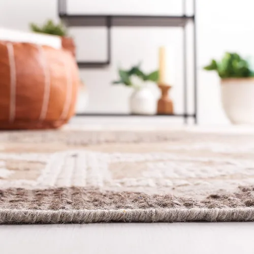 Vista 2 de SAFAVIEH Kenya Collection - Alfombra decorativa de 2 x 3 pies, marrón y carbón, lana tribal anudada a mano, ideal para zonas de alto tráfico
