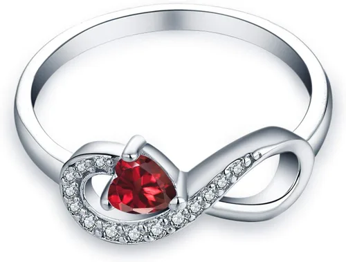 Vista 7 de Anillo Jo Wisdomo de compromiso. de plata esterlina, con corazón e infinito, anillo de amistad, para ella