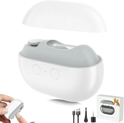 Vista 9 de Cortaúñas eléctrico inteligente, 3 en 1, recortador de uñas automático, atrapador de polvo integrado, luz LED, cortaúñas eléctrico recargable