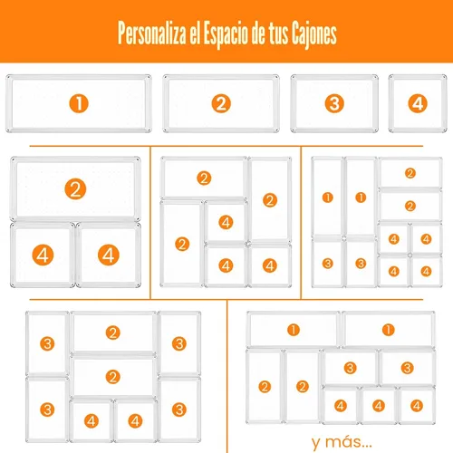 Vista 9 de Criusia Juego de 6 organizadores de cajones transparentes de gran tamaño, acrílico, antideslizante, no se agrieta, bandeja de almacenamiento