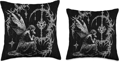 Vista 3 de Y2K Grunge Fairy Alt Gothic Sigilism - Almohada gráfica vintage