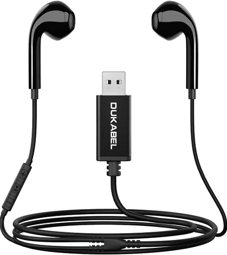 Vista 9 de DUKABEL Auriculares USB con cable, auriculares USB con micrófono para PCPS4PS5, auriculares estéreo intrauditivos de 6 pies con control de volumen
