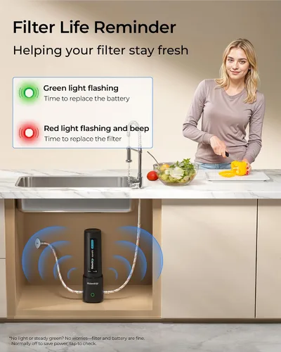 Vista 8 de Waterdrop 10UA PRO Filtro de agua para debajo del fregadero, no se requiere perforación, recordatorio de tiempo, fácil instalación, reduce el plomo