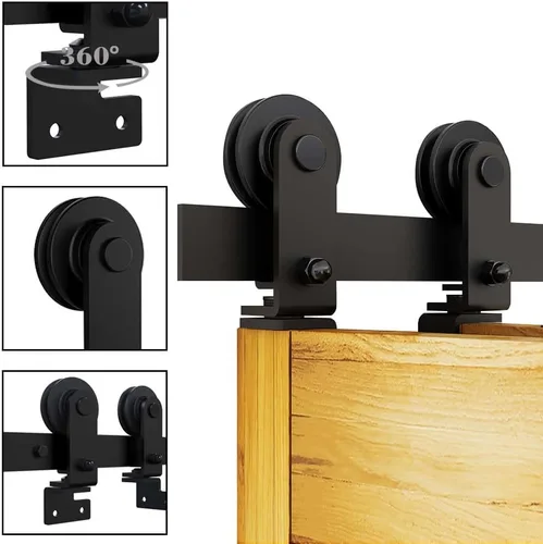 Vista 7 de TSMST Kit de herrajes para puerta de granero de 3 pies/36 pulgadas para puertas plegables para 2 puertas, kit de herrajes para puerta de granero