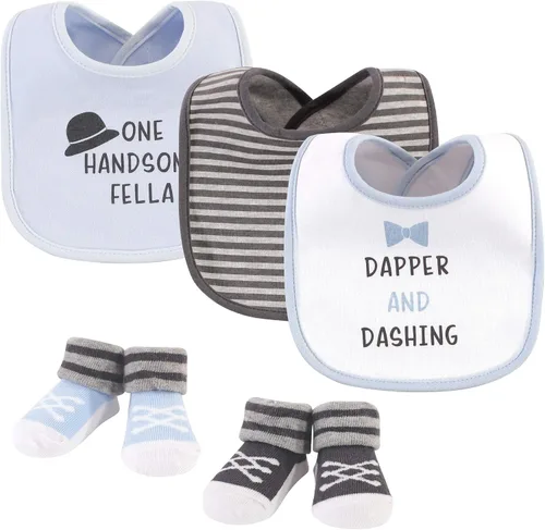 Vista 304 de Hudson Baby Conjunto de babero y calcetines unisex de algodón para bebé