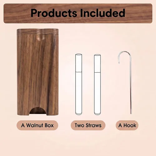 Vista 3 de Walnut Storage Box, Decorative Box with Lid,Two Metal Tubes
