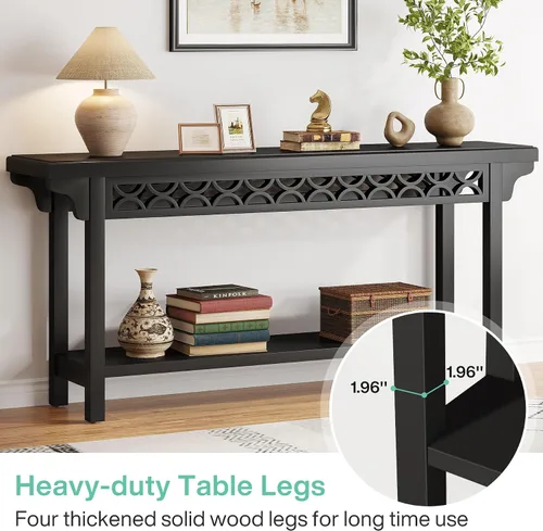 Vista 6 de Tribesigns Mesa Consola Larga de Madera Maciza de 70.8 Pulgadas, Mesa de Entrada Estilo Granja con Almacenamiento, Mesa de Sofá Estrecha Mesa