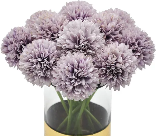 Vista 21 de 10 plantas artificiales de flores artificiales de seda de crisantemo, arreglos de hortensias, ramos de boda, decoración del hogar, cocina, jardín