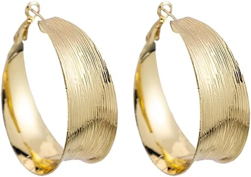 Vista 8 de Aretes de Aro Gruesos de Oro para Mujeres Exagerados Grandes Anchos Post Gruesos Aretes de Aro Minimalistas Pulidos 80MM Aretes de Declaración