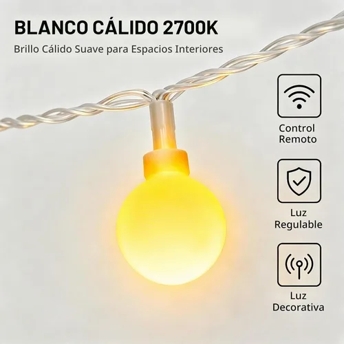 Vista 3 de RaThun - Cadena de luces LED con forma de esfera.