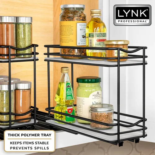 Vista 3 de LYNK PROFESSIONAL® Organizador de especiero extraíble para el interior de armarios de cocina - 4-3/8 pulgadas de ancho - Cajón deslizable - Estantes