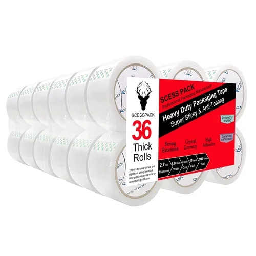 Vista 10 de Cinta de embalaje (18 rollos), 2.7 mil, cinta de embalaje resistente para envío y sellado en movimiento, 1.88 pulgadas x 60 yardas por rollo, total
