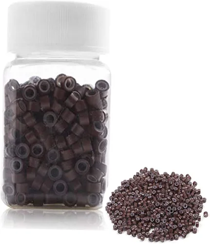 Vista 14 de 500 anillos de silicona con microeslabones de 0.197 in para extensiones de cabello, herramientas de microenlaces de aluminio para extensiones