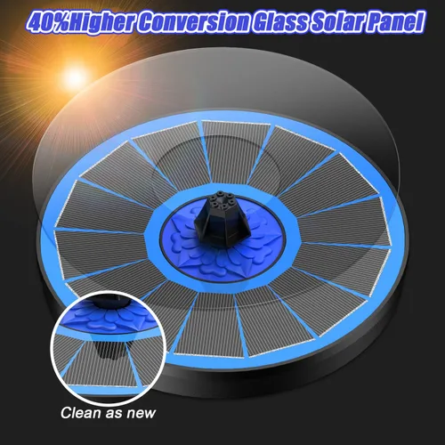Vista 4 de SZMP Fuente solar de 3.5 W 2023 mejorada y bomba de fuente solar de 4 W para baño de pájaros, bomba de fuente solar con boquilla 7 en 1, 4 tubos