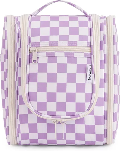 Vista 32 de Narwey - Neceser de viaje colgante, organizador de maquillaje y productos cosméticos para mujeres y hombres, Aa-morado., L