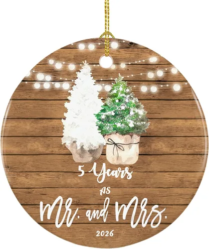 Vista 10 de Adorno de papel de aniversario de primer año para pareja, primera boda para 1 año, regalos de señor y señora, recuerdo de cerámica para primer