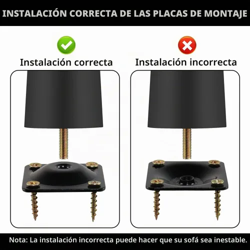 Vista 5 de Patas de plástico para muebles de 6 pulgadas, patas de sofá con tornillos de rosca M8 expuestos de 1 pulgada, juego de 4 patas cónicas