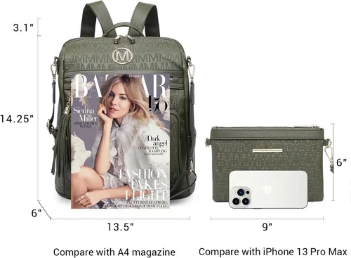 Vista 36 de MKP COLLECTION Mochila de moda para mujer, bolsa convertible grande para mujer, mochila de viaje, bolsa de hombro, juego de 2 piezas con borla, Beige