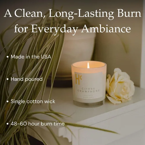 Vista 3 de Velas de soja cítricas de una sola mecha, velas perfumadas de lujo para el hogar, hasta 60 horas de tiempo de combustión, mezcla de cera de soja