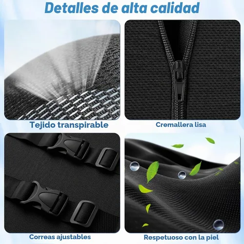 Vista 4 de Almohada de Soporte Lumbar para Respaldo de Silla de Oficina - Almohada Lumbar de Espuma con Memoria para Automóvil o Silla de Gaming, Cojín de Negro