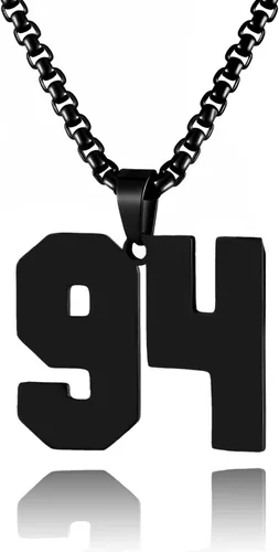 Vista 119 de Collar de Número Dorado para Hombre, Cadena de Acero Inoxidable con Colgante de Número para Atletas, Joyería Deportiva Personalizada para Niños